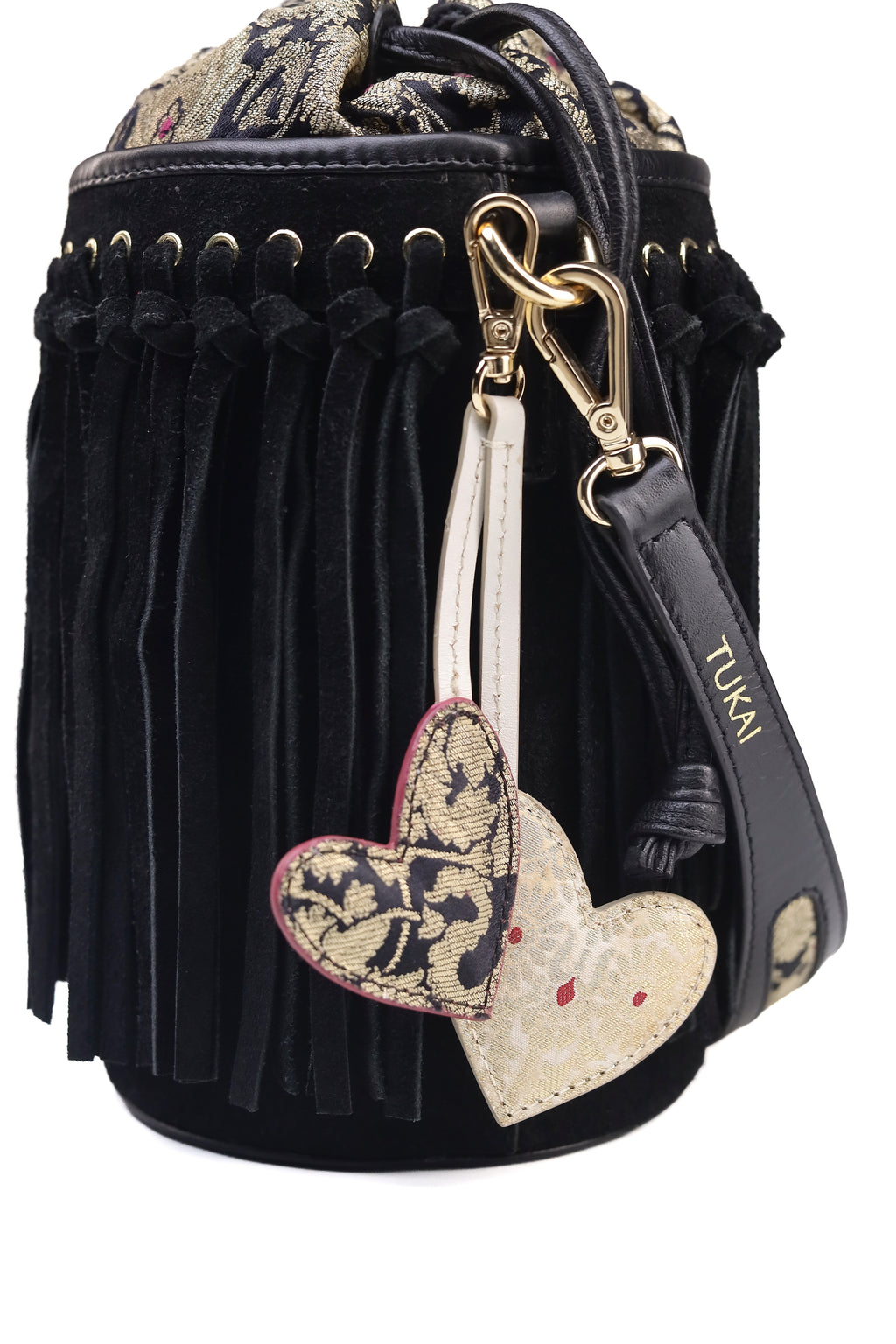 Dual Heart Charms (Midnight Onyx, Black Banarasi, Ivory Banarasi, Red Faux Suede)