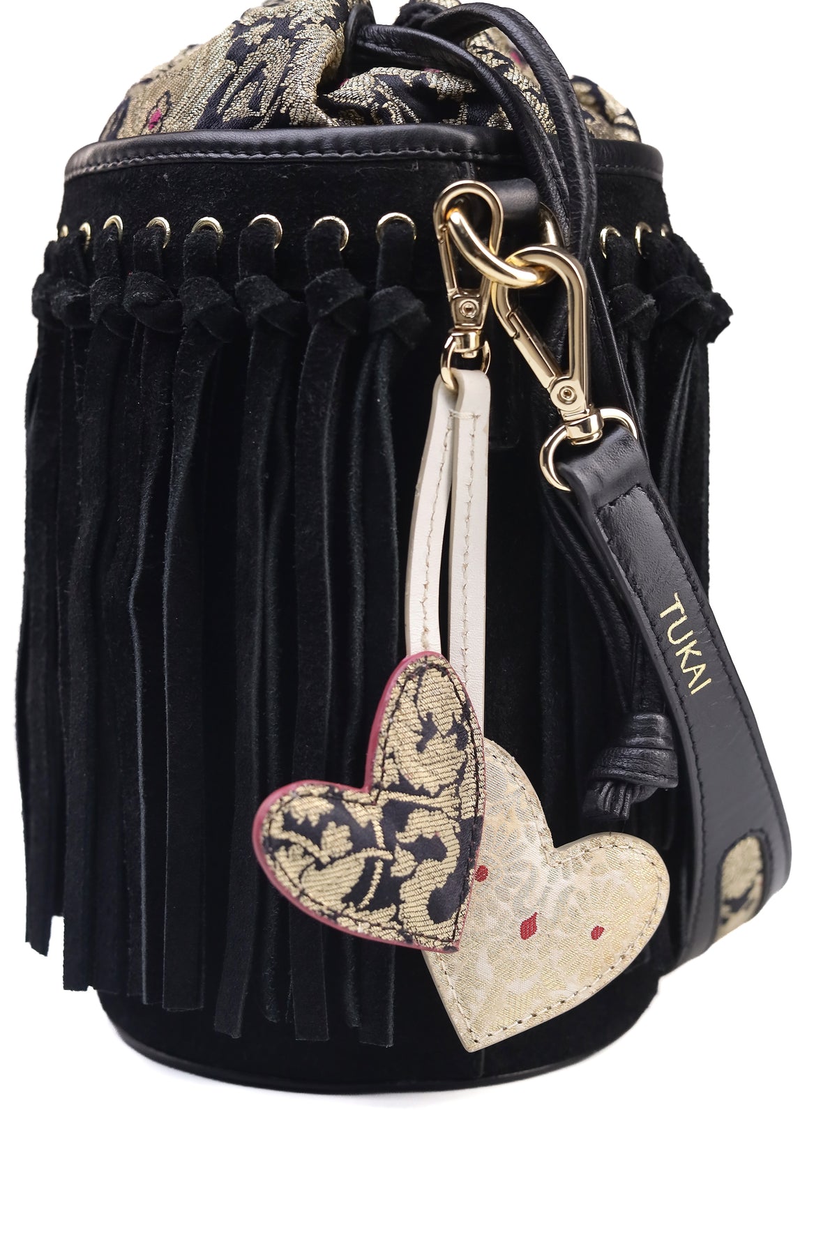 Dual Heart Charms (Ivory Dust, Ivory Banarasi, Midnight Onyx, Red Faux Suede)