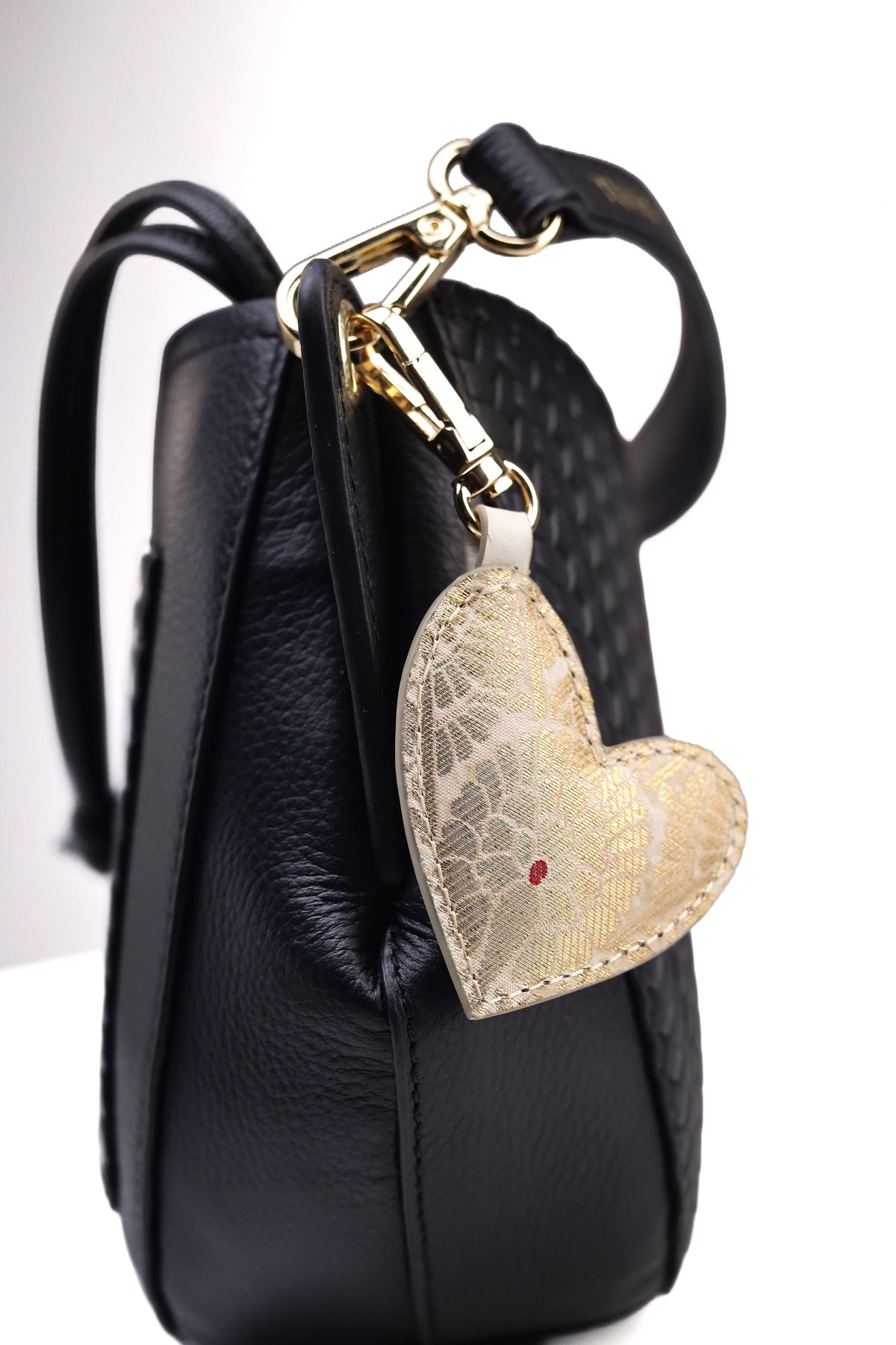 Single Heart Charm (Ivory Dust & Red Faux Suede)