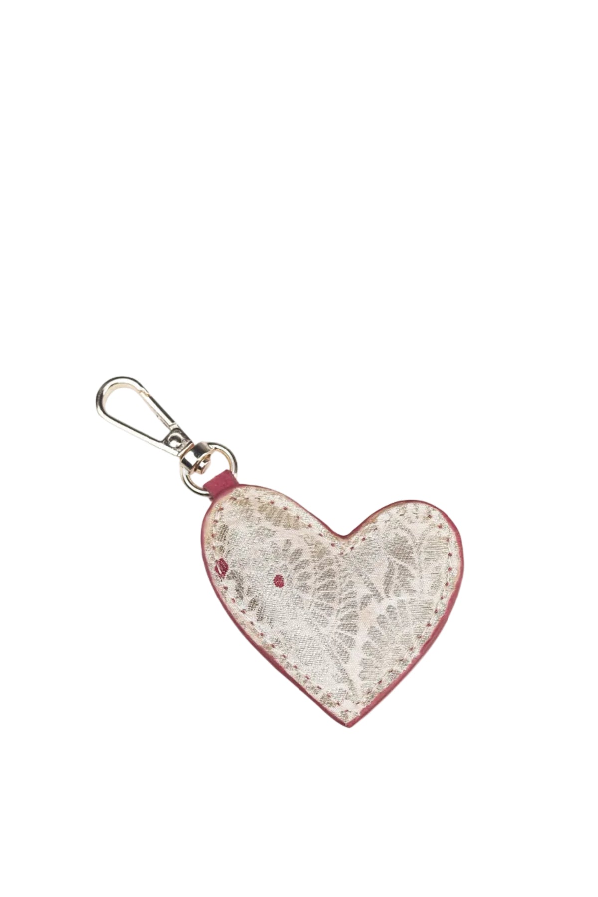 Single Heart Charm (Ivory Dust & Red Faux Suede)