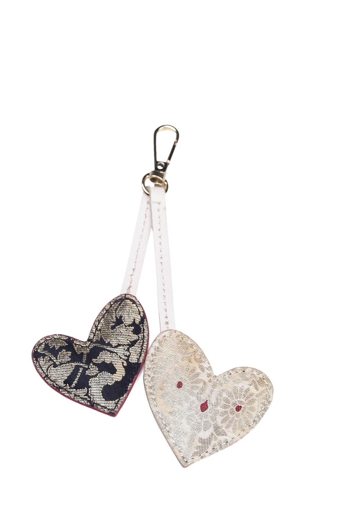 Dual Heart Charms (Ivory Dust, Ivory Banarasi, Midnight Onyx, Red Faux Suede)