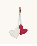 Heart Charms Squared (Ivory dust & Off White Brocade Banarasi + Midnight Onyx & Red Faux Suede)