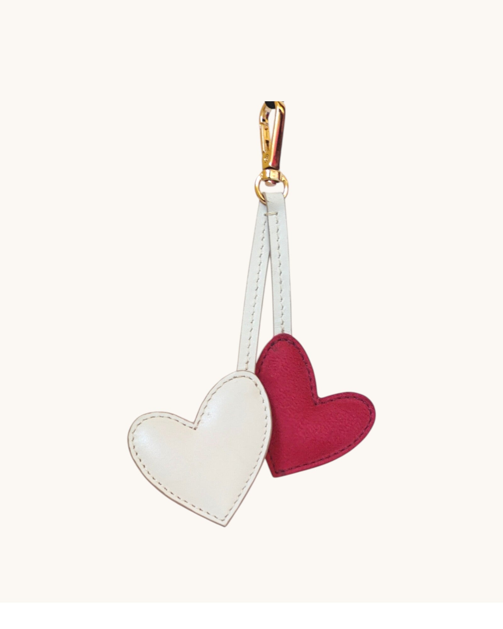Heart Charms Squared (Ivory dust & Off White Brocade Banarasi + Midnight Onyx & Red Faux Suede)