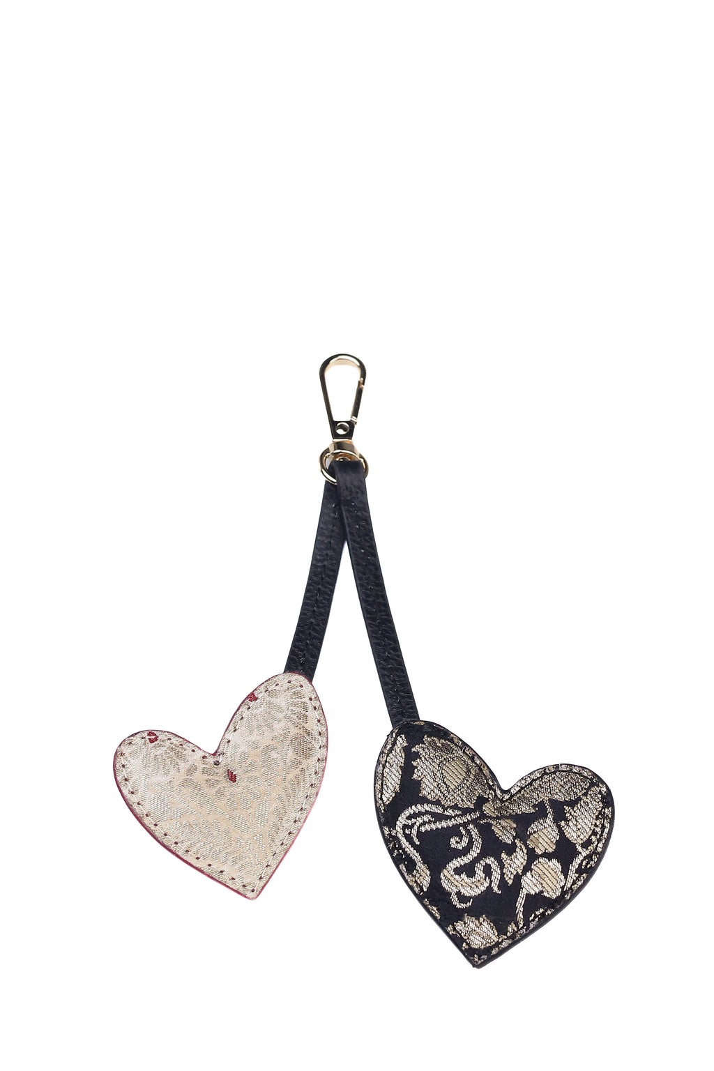 Dual Heart Charms (Midnight Onyx, Black Banarasi, Ivory Banarasi, Red Faux Suede)