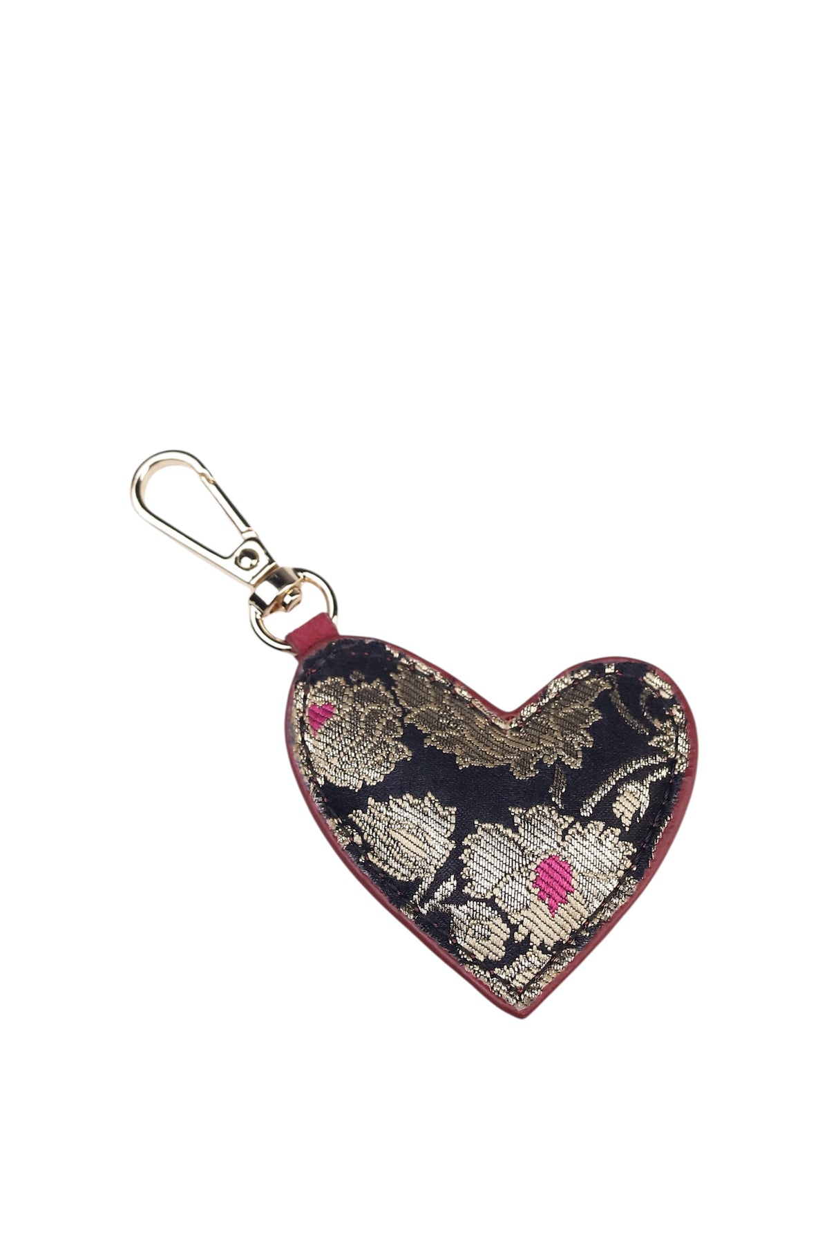 Single Heart Charm (Midnight Onyx & Red Faux Suede)